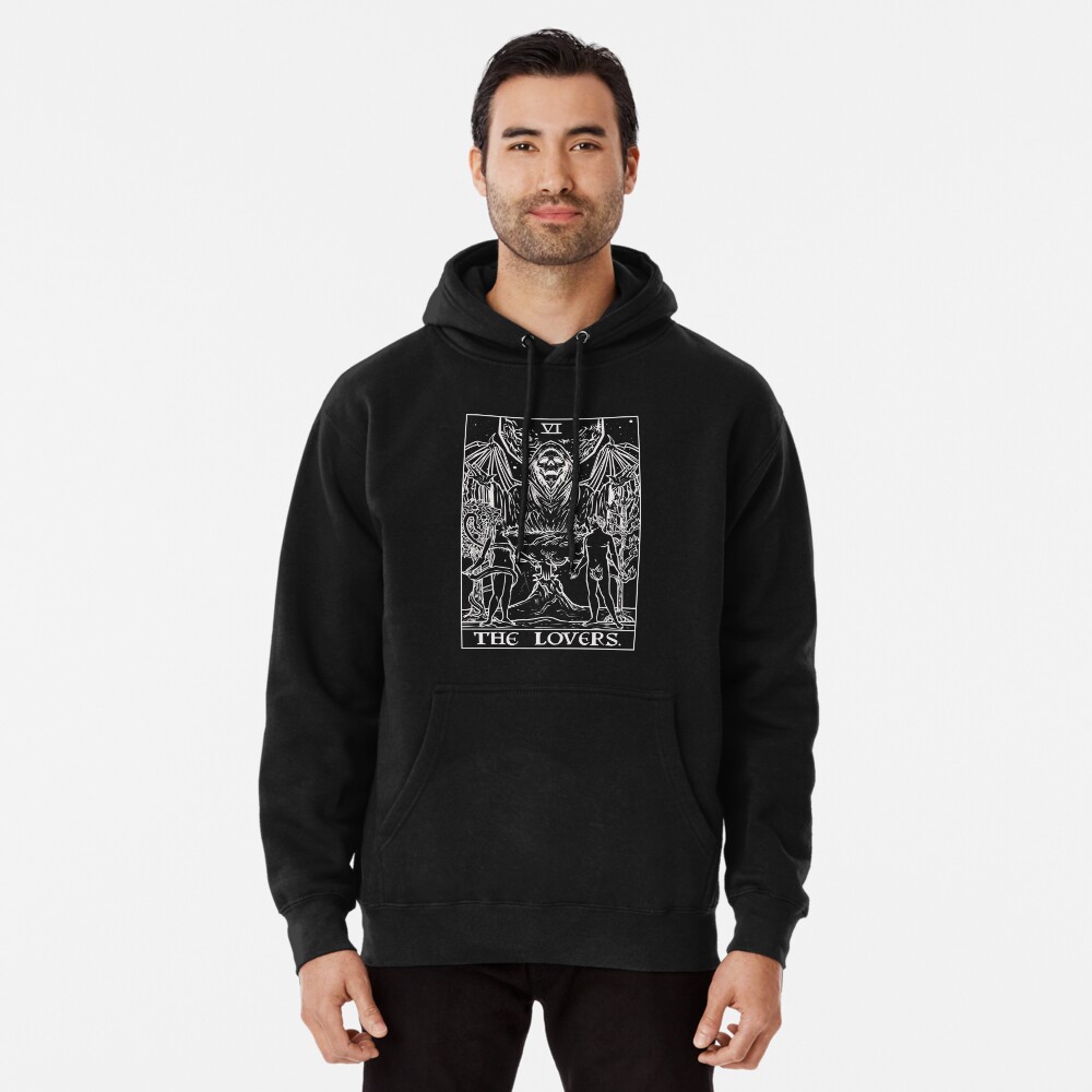 The Lovers Tarot Card (Monochrome) Pullover Hoodie for Sale by