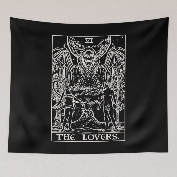 Item preview, The Lovers Tarot Card (Monochrome) designed and sold by TheGhoulishGarb.