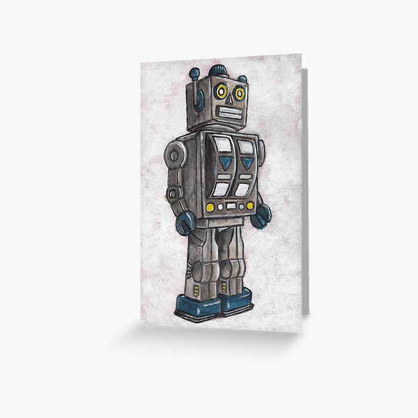 Blue Robot Greeting Card