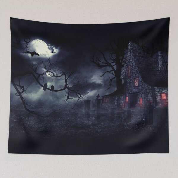 Item preview, Haunted House and crows designed and sold by AnnArtshock.