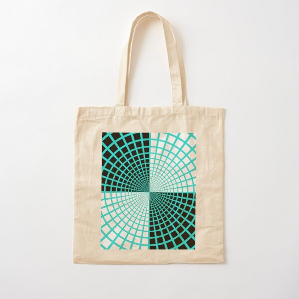 Blue Circles and Rays on White Background - фон иллюзия Cotton Tote Bag