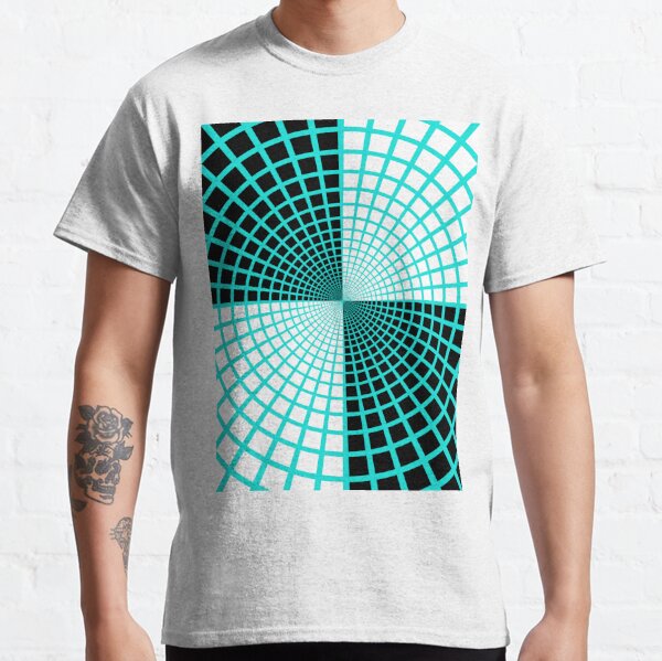 Blue Circles and Rays on White Background - фон иллюзия Classic T-Shirt