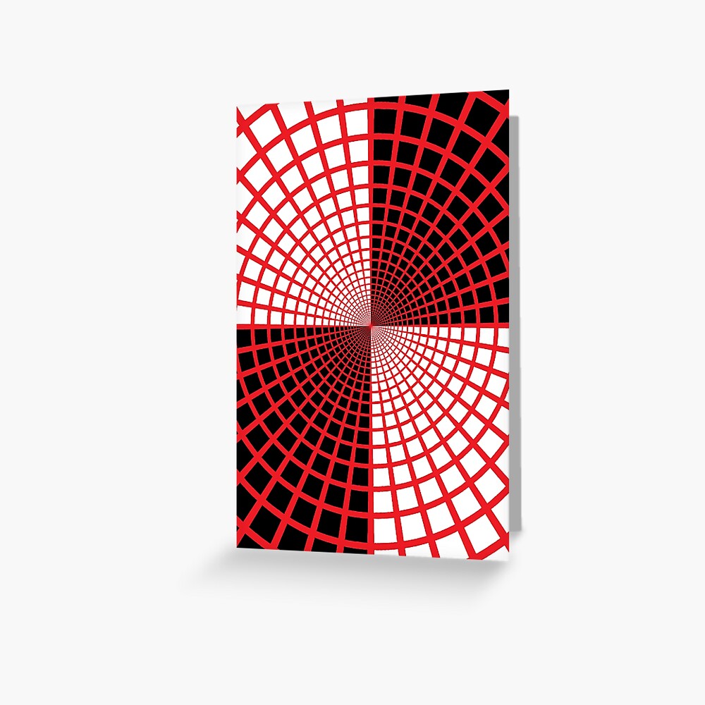 Red Circles and Rays on White Background - Astralasia Wind on Water Greeting Card