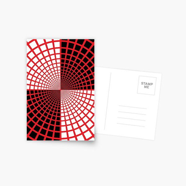 Red Circles and Rays on White Background - Astralasia Wind on Water Postcard
