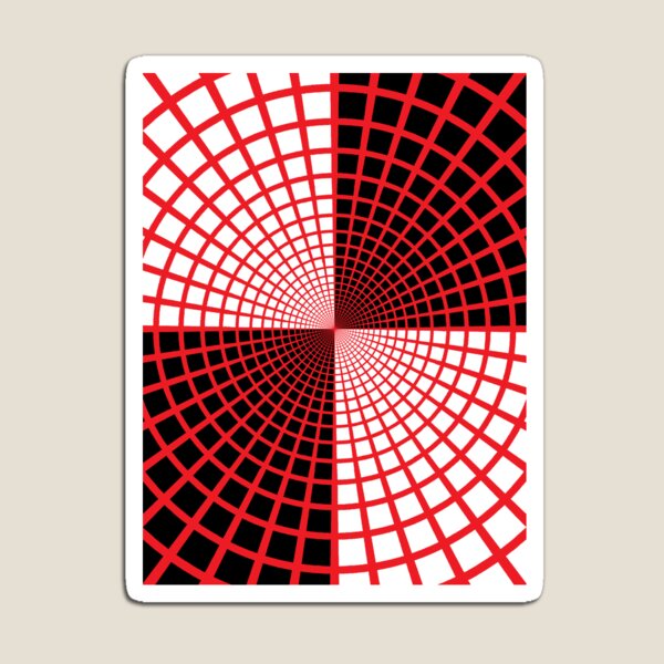 Red Circles and Rays on White Background - Astralasia Wind on Water Magnet