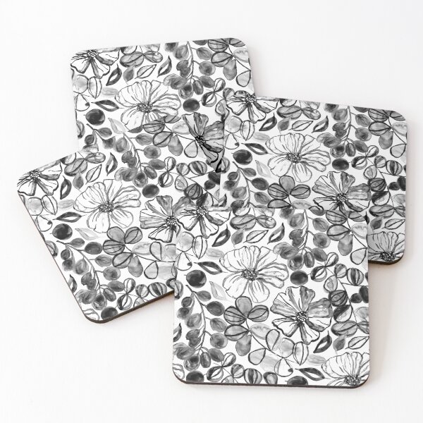 Item preview, Black & White Painted Floral  designed and sold by TigaTiga.