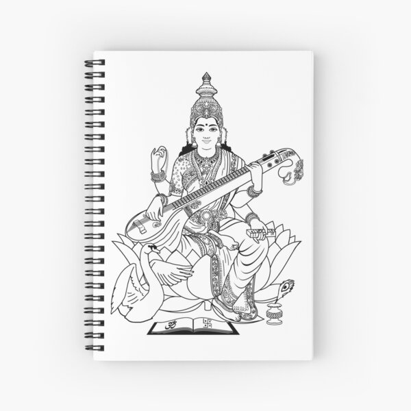 Easy to edit vector illustration of goddess saraswati. | CanStock