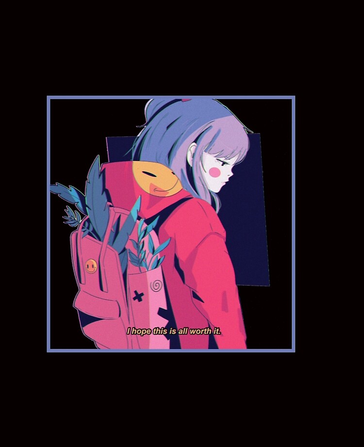 Aesthetic Sad Anime Girl Japanese Lofi Hip Hop Waifu Gift Long Sleeve T Shirt 222 Ipad Case Skin By Wvgssvbh1 Redbubble