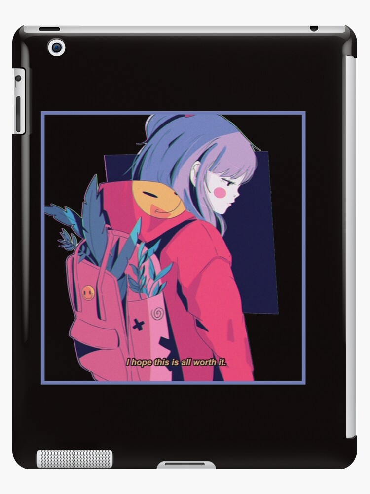 Aesthetic Sad Anime Girl Japanese Lofi Hip Hop Waifu Gift Long Sleeve T Shirt 222 Ipad Case Skin By Wvgssvbh1 Redbubble