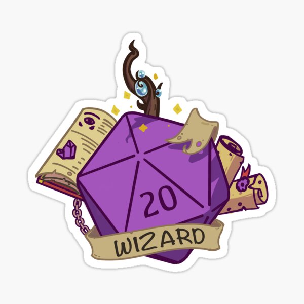 D20 Wizard Fantasy Dice Sticker