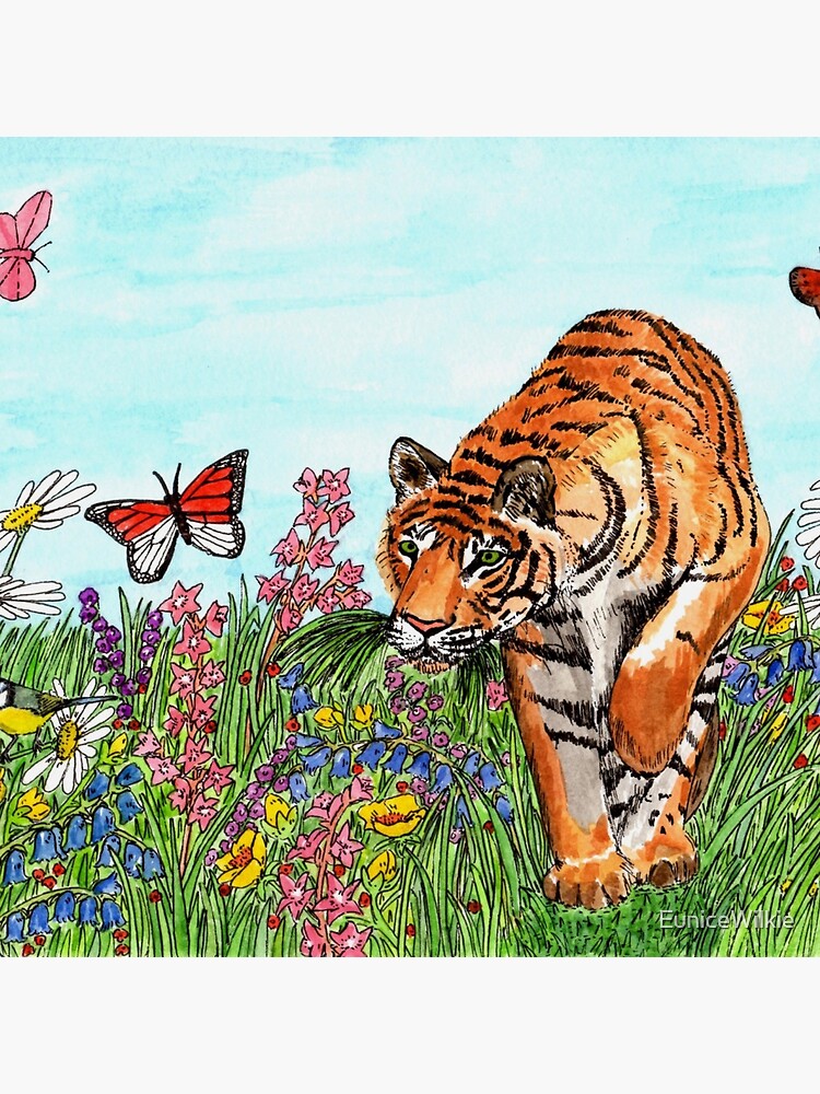 Tiger in a Perfect World - Clock by EuniceWilkie