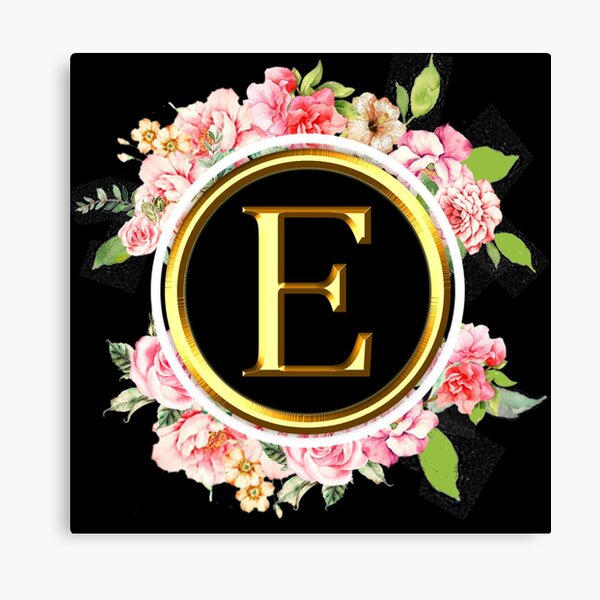 Letter E Flower Crown Monogram Canvas Print by MeeksMcGee