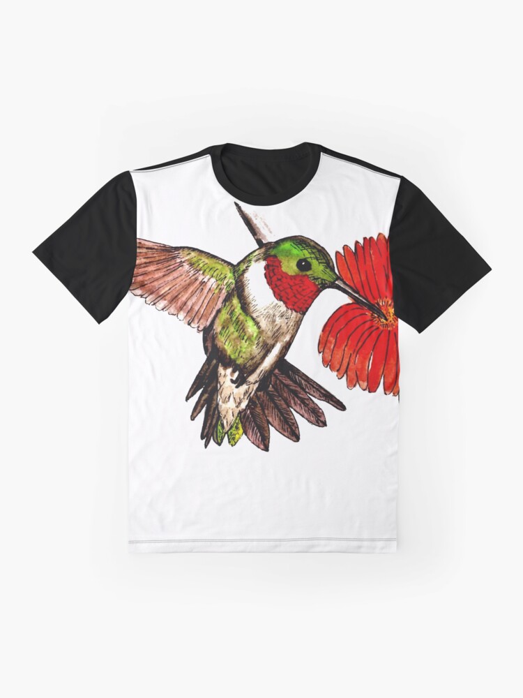 Alternate view of Humming Bird and Flower - Scarf and Clothing Graphic T-Shirt