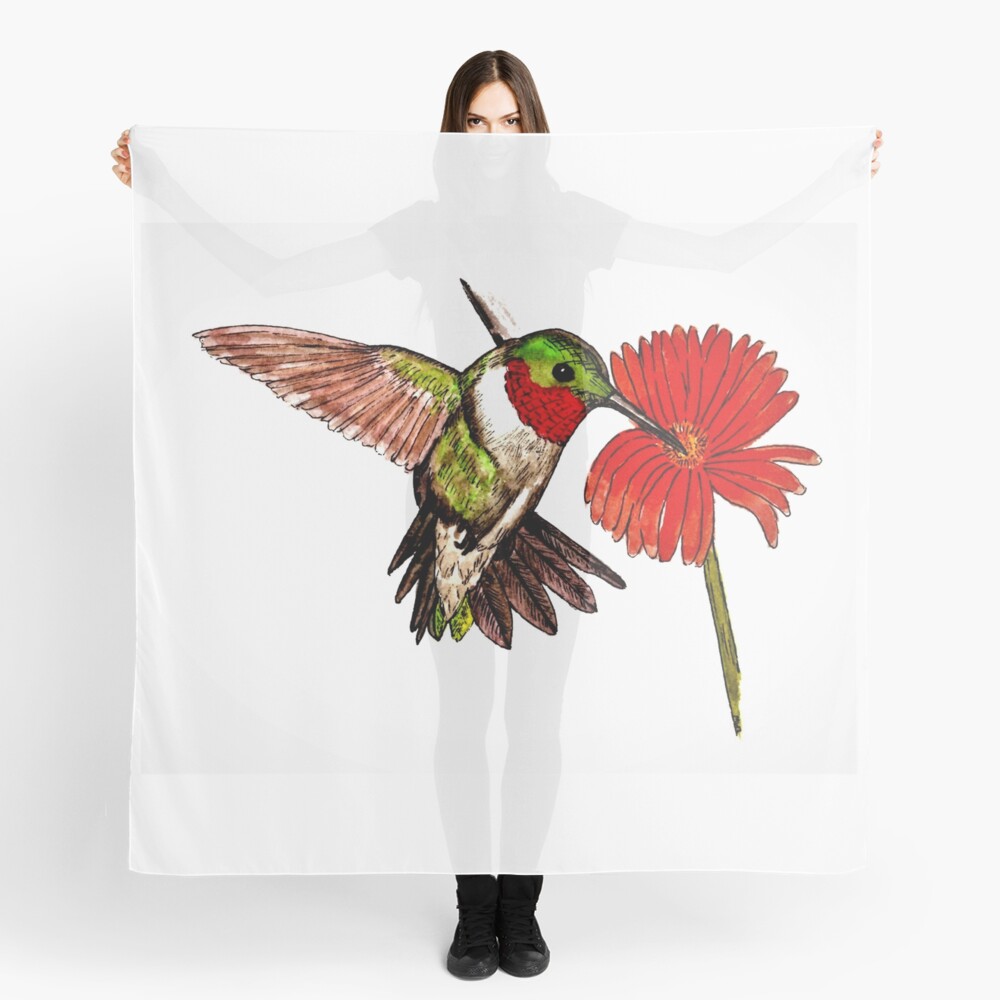 Humming Bird and Flower - Scarf and Clothing Scarf