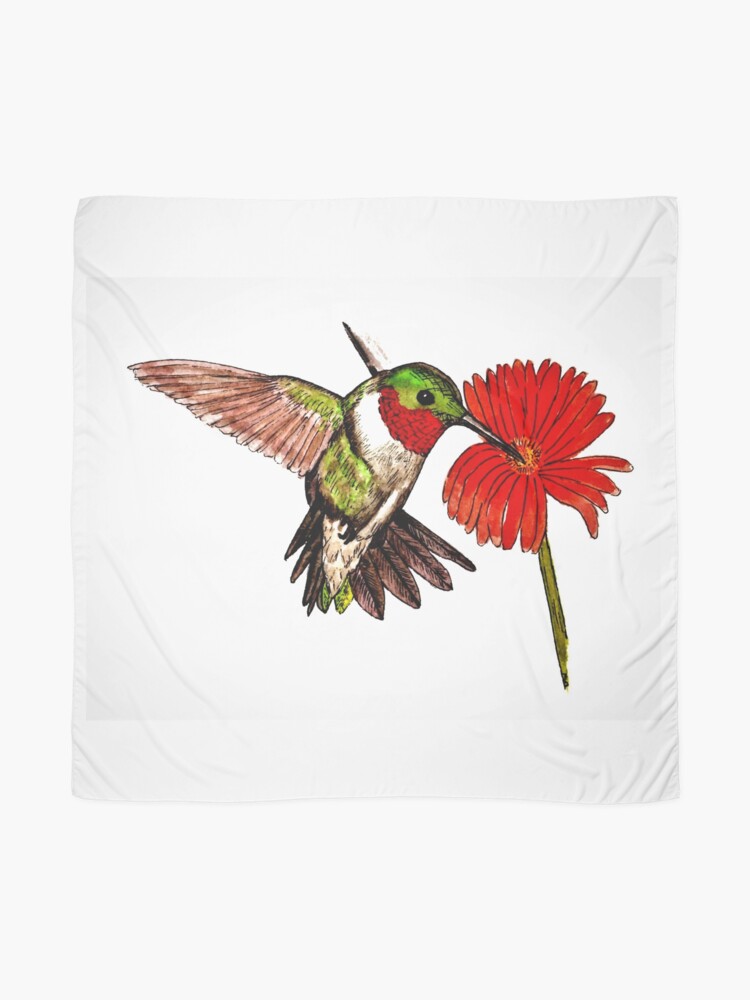 Alternate view of Humming Bird and Flower - Scarf and Clothing Scarf