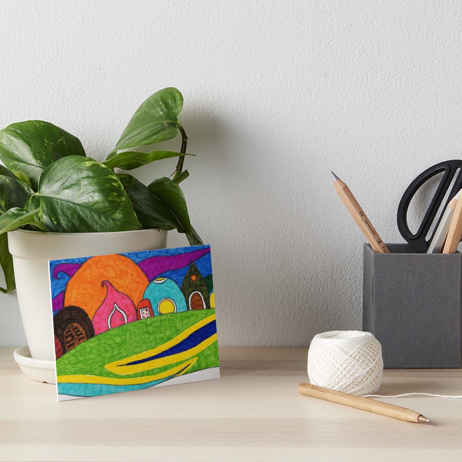 Rainbow Pixie Village Art Board Print By Rockabilby Redbubble