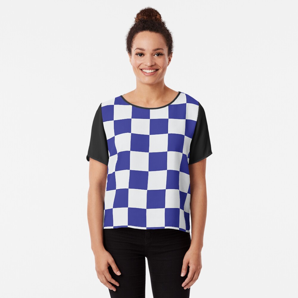 Brighton Blue and White Checkered Fan Flag Graphic T-Shirt for