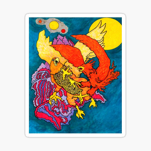 Birds of Myth: The Phoenix and the Griffin Sticker