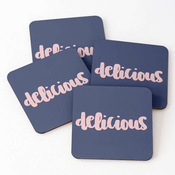 Item preview, delicious. Cute Blush Pink Script Lettering on Navy Blue Background designed and sold by kierkegaard.