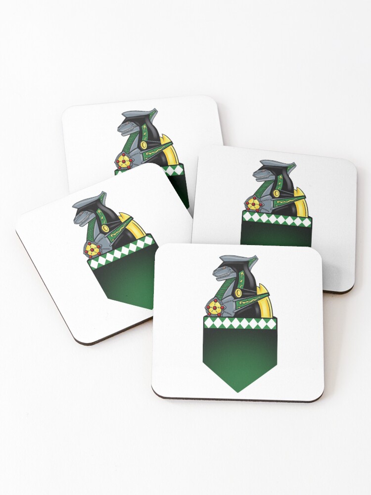 Green Power Rangers Dragonzord Tommy Pocket 90 s Coasters Set of 4