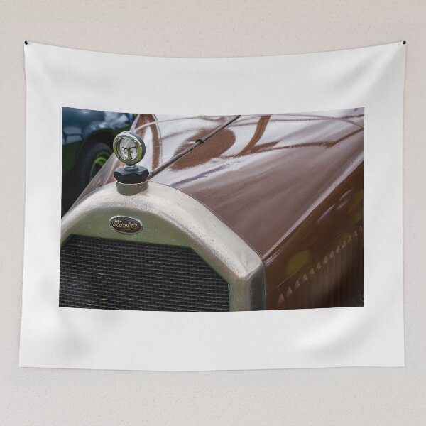 Item preview, The front of a brown 1929 Humber 9/28 saloon on display at a car show designed and sold by Graham Cornall.