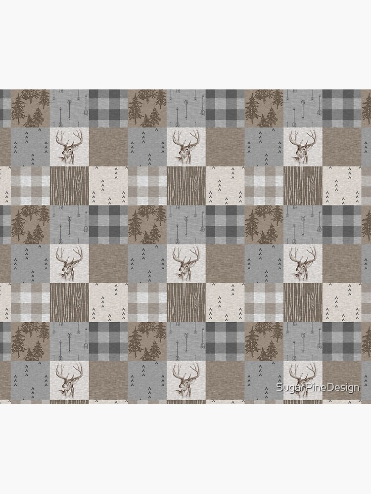 Deer Patchwork - Rustic Neutrals by SugarPineDesign