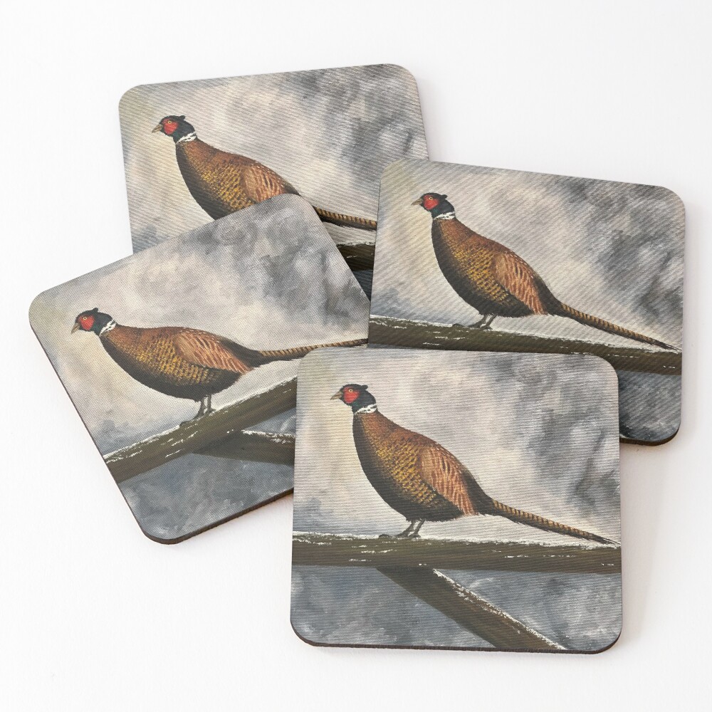 Pheasant in Winter - Coasters and Blocks Coasters (Set of 4)