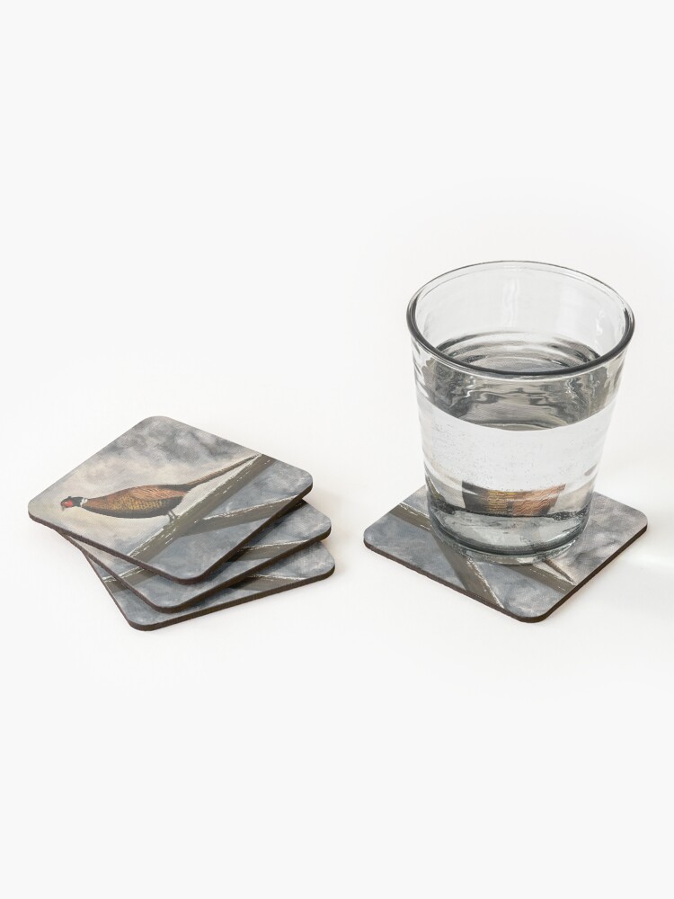 Alternate view of Pheasant in Winter - Coasters and Blocks Coasters (Set of 4)