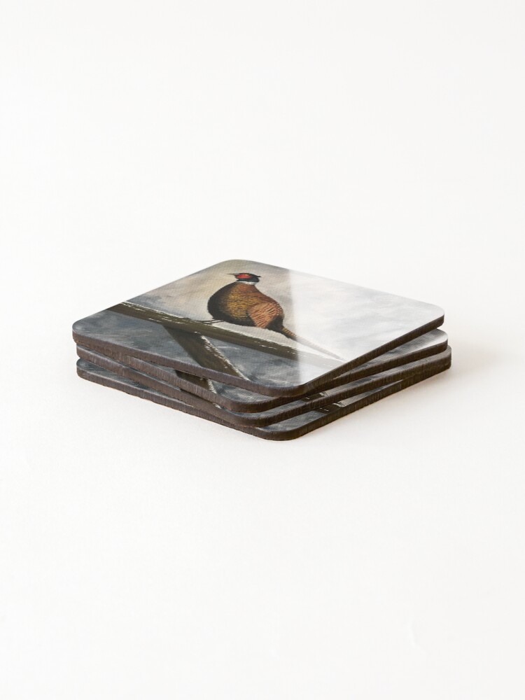 Alternate view of Pheasant in Winter - Coasters and Blocks Coasters (Set of 4)