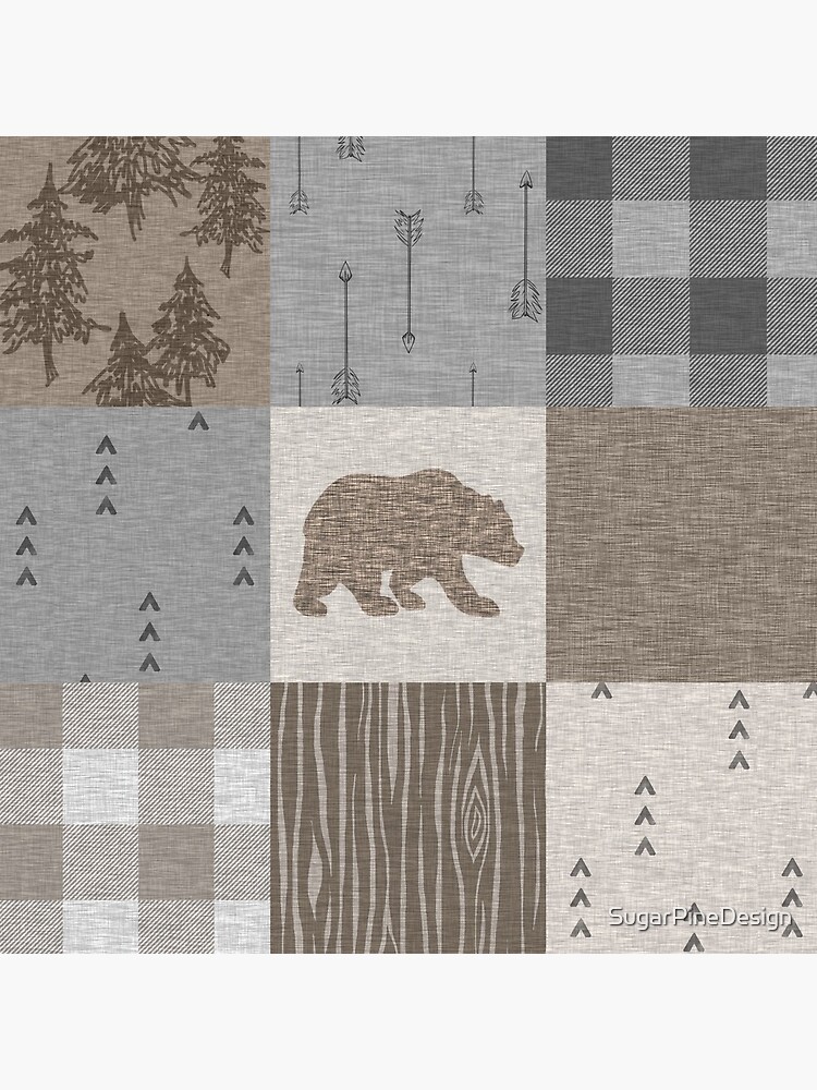Bear Patchwork - Rustic Neutrals by SugarPineDesign