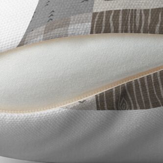 Alternate view of Bear Patchwork - Rustic Neutrals Throw Pillow