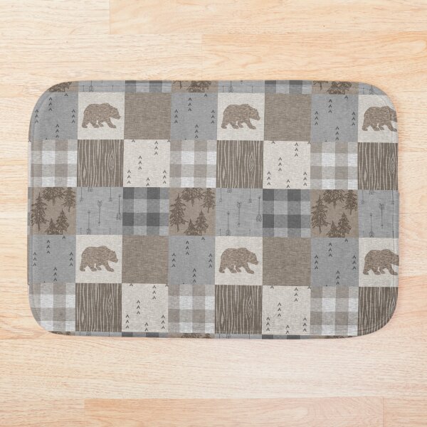 Bear Patchwork - Rustic Neutrals Bath Mat
