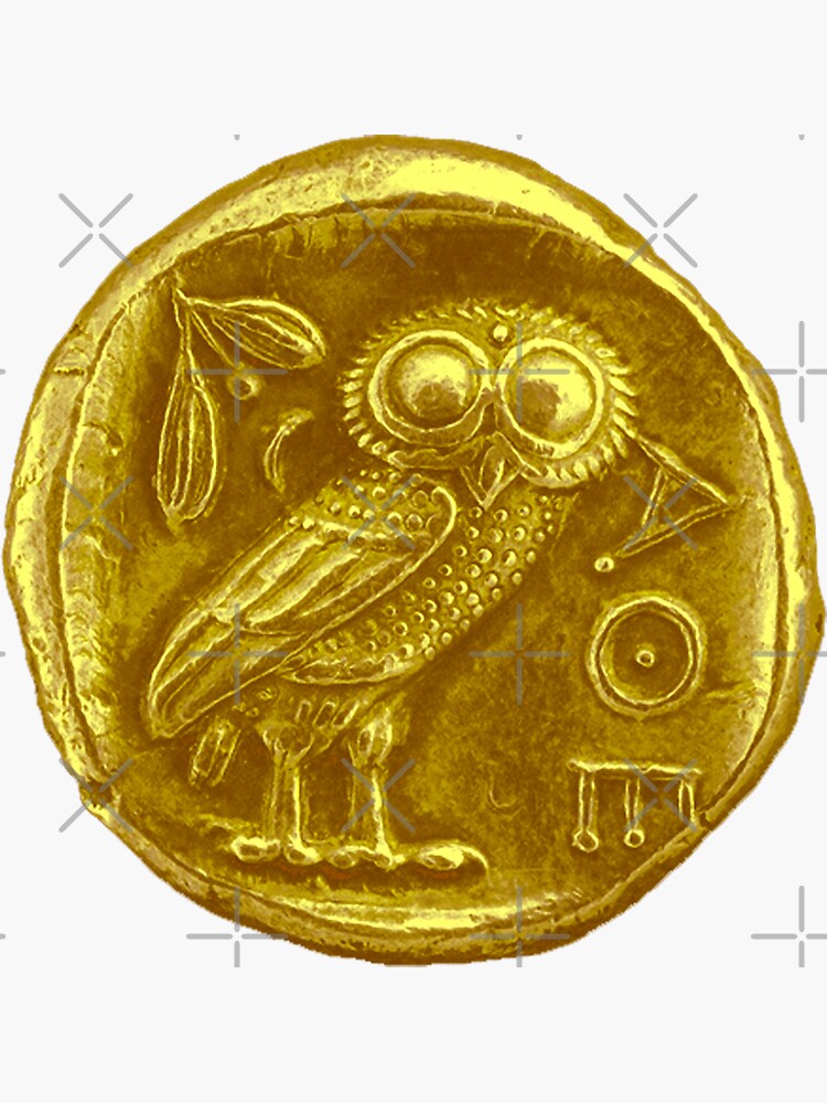 ANTIQUE OWL GOLD COIN Sticker