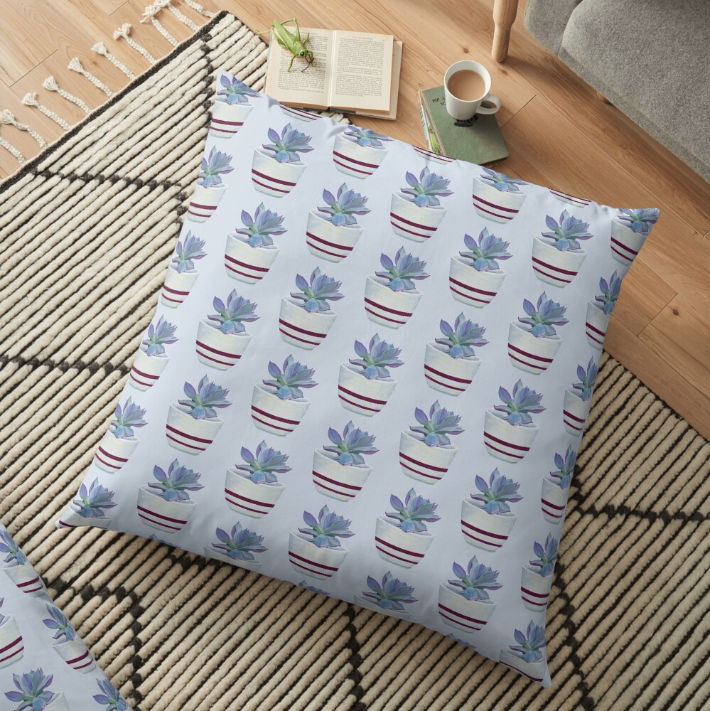 Succulent in a Striped Pot (no background) Floor Pillow