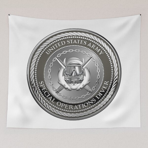 Item preview, U.S. Army Engineer Divers - Special Operations Diver Badge Special Edition over White Leather designed and sold by Serge Averbukh Art Studio.