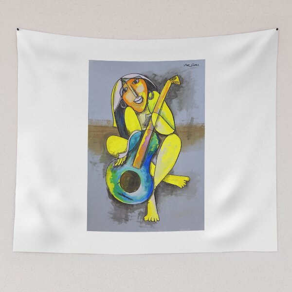 Item preview, Female Figure With Guitar By ArtGuru 0080 - Oil On Paper designed and sold by Art Guru.