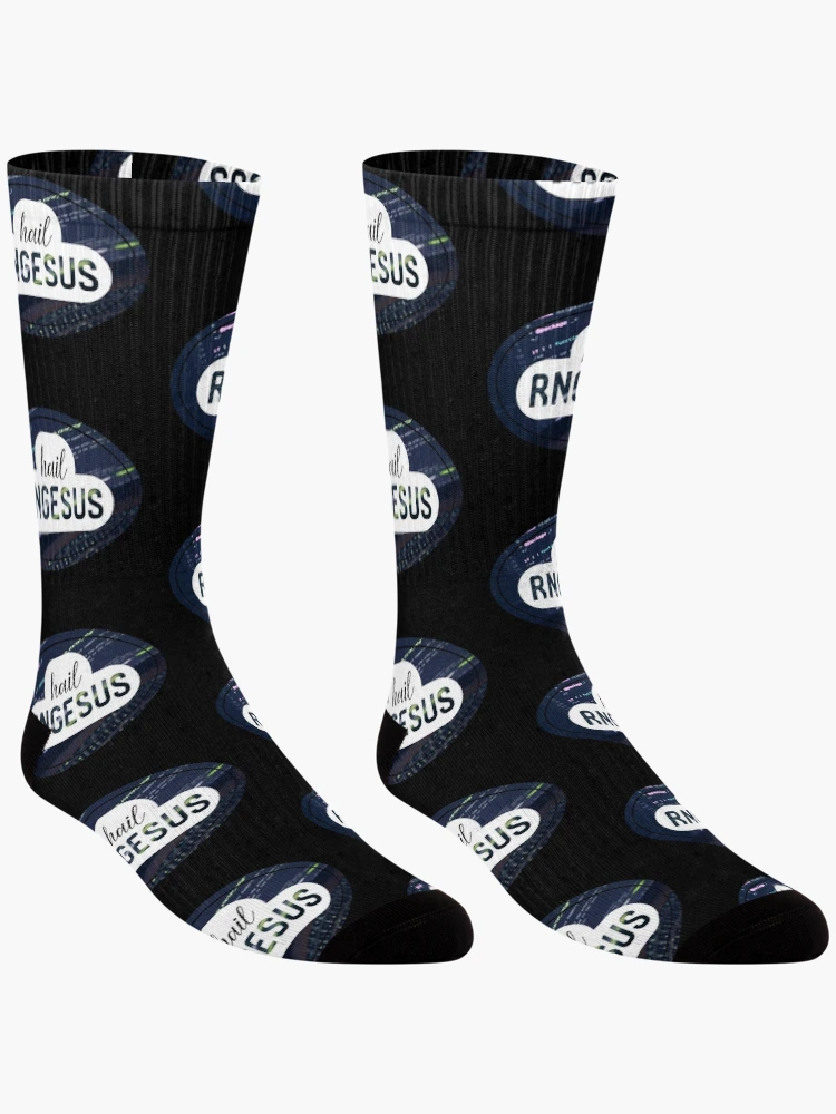 Thumbnail 3 of 5, Socks, Rng Rngesus Funny Coder Coding Software Developer designed and sold by yellowpomelo.