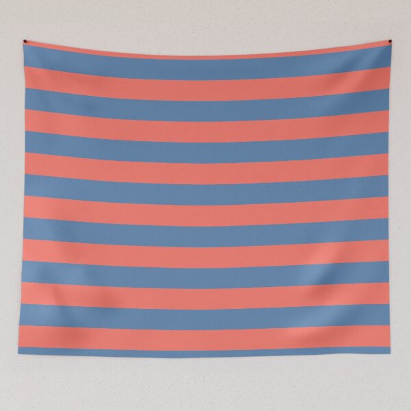 Item preview, Living Coral and Pacific Blue Horizontal Lines designed and sold by taiche.