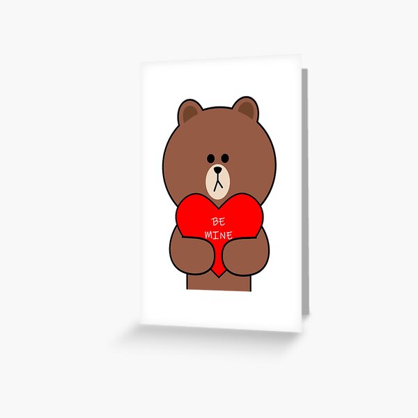 Brown bear cony bunny rabbit be my valentine Greeting Card