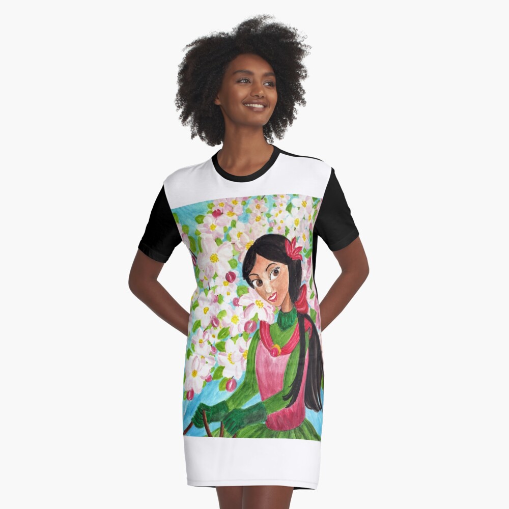 Princess Precious - In the Spring - Scarf and Clothing Graphic T-Shirt Dress