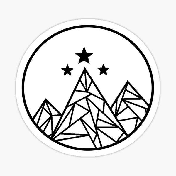 Mountains and Stars - Black Outline Sticker