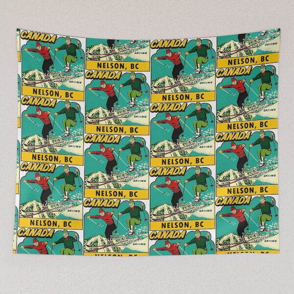 Item preview, Nelson BC Skiing Vintage Travel Decal designed and sold by hilda74.