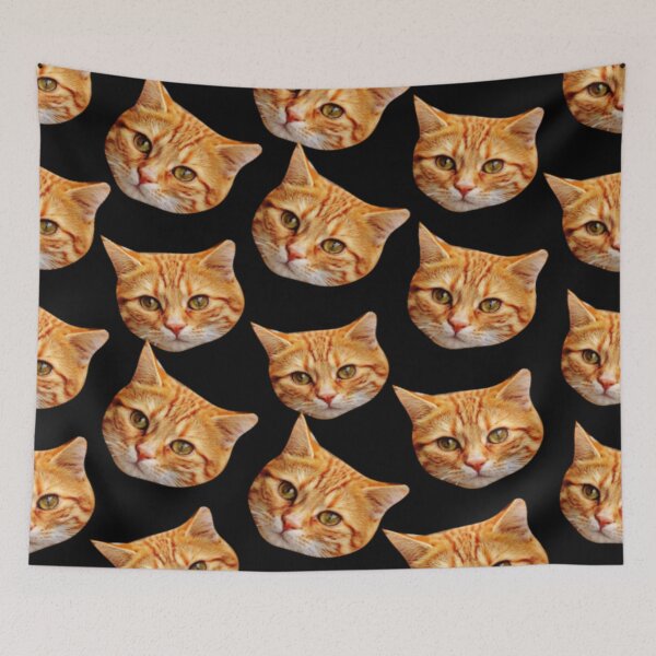 Item preview, 1980s cute black and orange cat face designed and sold by LEILA ART SPACE.