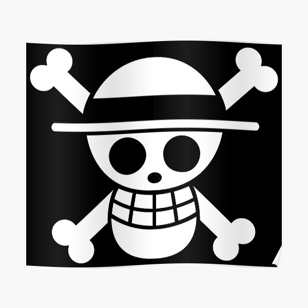 One Piece Logo Black Banner Poster By Zevic Redbubble