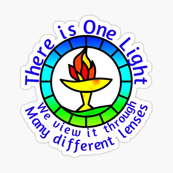 Unitarian-Universalism in a nutshell (Blue Text) Sticker
