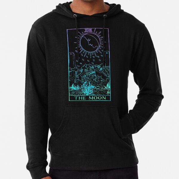 The Moon Tarot Card Rider Waite Witchy Lightweight Hoodie