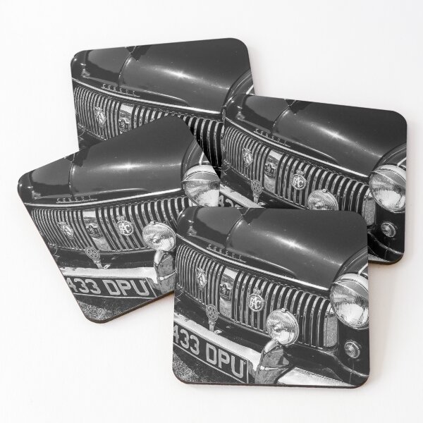 Item preview, A black and white image of the front of a black 1955 Ford Consul on display at a car show designed and sold by Graham Cornall.