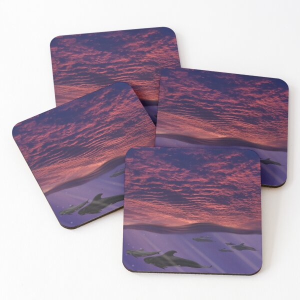 Item preview, Pilot whale family sunrise  designed and sold by Ida Eriksson.