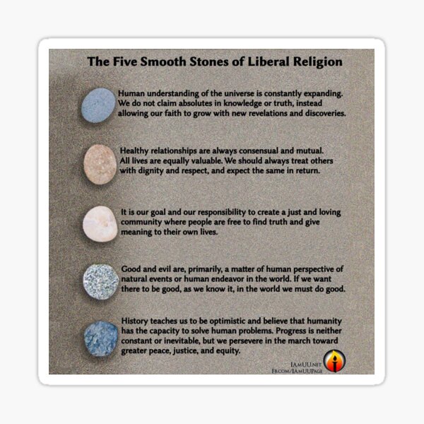 5 Smooth Stones of Liberal Religion Sticker