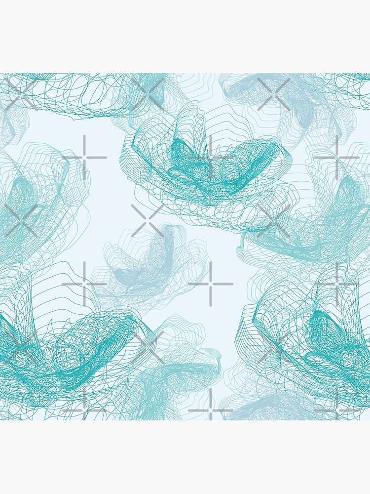 Feathery rose lotus pattern turquoise, teal and aqua by nobelbunt
